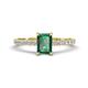 Aurin 7x5 mm Emerald Cut Lab Created Alexandrite and Round Diamond Engagement Ring 