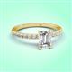 3 - Aurin IGI Certified 7x5 mm Emerald Cut Lab Grown Diamond and Round Diamond Engagement Ring 