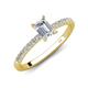 4 - Aurin IGI Certified 7x5 mm Emerald Cut Lab Grown Diamond and Round Diamond Engagement Ring 