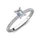 4 - Aurin 7x5 mm Emerald Cut Forever Brilliant Moissanite and Round Diamond Engagement Ring 