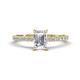 Aurin 7x5 mm Emerald Cut Forever Brilliant Moissanite and Round Diamond Engagement Ring 