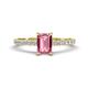 1 - Aurin 7x5 mm Emerald Cut Pink Tourmaline and Round Diamond Engagement Ring 