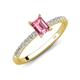 4 - Aurin 7x5 mm Emerald Cut Pink Tourmaline and Round Diamond Engagement Ring 