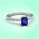 3 - Aurin 7x5 mm Emerald Cut Blue Sapphire and Round Diamond Engagement Ring 