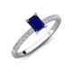4 - Aurin 7x5 mm Emerald Cut Blue Sapphire and Round Diamond Engagement Ring 
