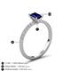 5 - Aurin 7x5 mm Emerald Cut Blue Sapphire and Round Diamond Engagement Ring 