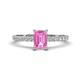 1 - Aurin 7x5 mm Emerald Cut Pink Sapphire and Round Diamond Engagement Ring 