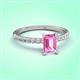 3 - Aurin 7x5 mm Emerald Cut Pink Sapphire and Round Diamond Engagement Ring 