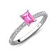 4 - Aurin 7x5 mm Emerald Cut Pink Sapphire and Round Diamond Engagement Ring 