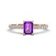 1 - Aurin 7x5 mm Emerald Cut Amethyst and Round Diamond Engagement Ring 