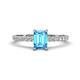 1 - Aurin 7x5 mm Emerald Cut Blue Topaz and Round Diamond Engagement Ring 