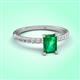 3 - Aurin 7x5 mm Emerald Cut Emerald and Round Diamond Engagement Ring 