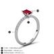 5 - Aurin 7x5 mm Emerald Cut Ruby and Round Diamond Engagement Ring 