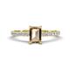 1 - Aurin 7x5 mm Emerald Cut Smoky Quartz and Round Diamond Engagement Ring 