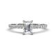 Aurin GIA Certified 7x5 mm Emerald Cut Diamond and Round Diamond Engagement Ring 
