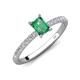 4 - Aurin 7x5 mm Emerald Cut Lab Created Alexandrite and Round Diamond Engagement Ring 