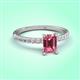 3 - Aurin 7x5 mm Emerald Cut Pink Tourmaline and Round Diamond Engagement Ring 