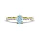 1 - Aurin 7x5 mm Oval Aquamarine and Round Diamond Engagement Ring 