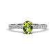 1 - Aurin 7x5 mm Oval Peridot and Round Diamond Engagement Ring 