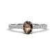 Aurin 7x5 mm Oval Smoky Quartz and Round Diamond Engagement Ring 