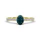 Aurin 7x5 mm Oval London Blue Topaz and Round Diamond Engagement Ring 