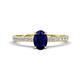 1 - Aurin 7x5 mm Oval Blue Sapphire and Round Diamond Engagement Ring 