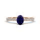 1 - Aurin 7x5 mm Oval Blue Sapphire and Round Diamond Engagement Ring 