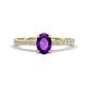 Aurin 7x5 mm Oval Amethyst and Round Diamond Engagement Ring 
