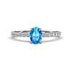 Aurin 7x5 mm Oval Blue Topaz and Round Diamond Engagement Ring 