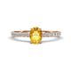 Aurin 7x5 mm Oval Citrine and Round Diamond Engagement Ring 
