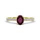 1 - Aurin 7x5 mm Oval Rhodolite Garnet and Round Diamond Engagement Ring 