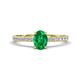 1 - Aurin 7x5 mm Oval Emerald and Round Diamond Engagement Ring 