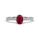 1 - Aurin 7x5 mm Oval Ruby and Round Diamond Engagement Ring 