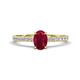 1 - Aurin 7x5 mm Oval Ruby and Round Diamond Engagement Ring 