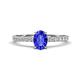 1 - Aurin 7x5 mm Oval Tanzanite and Round Diamond Engagement Ring 