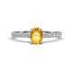 1 - Aurin 7x5 mm Oval Citrine and Round Diamond Engagement Ring 