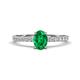 1 - Aurin 7x5 mm Oval Emerald and Round Diamond Engagement Ring 