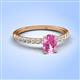 4 - Aurin 7x5 mm Oval Pink Sapphire and Round Diamond Engagement Ring 
