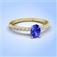 4 - Aurin 7x5 mm Oval Tanzanite and Round Diamond Engagement Ring 
