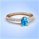 4 - Aurin 7x5 mm Oval Blue Topaz and Round Diamond Engagement Ring 