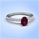 4 - Aurin 7x5 mm Oval Rhodolite Garnet and Round Diamond Engagement Ring 