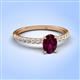 4 - Aurin 7x5 mm Oval Rhodolite Garnet and Round Diamond Engagement Ring 