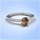 4 - Aurin 7x5 mm Oval Smoky Quartz and Round Diamond Engagement Ring 