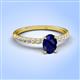 4 - Aurin 7x5 mm Oval Blue Sapphire and Round Diamond Engagement Ring 
