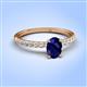 4 - Aurin 7x5 mm Oval Blue Sapphire and Round Diamond Engagement Ring 