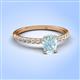 4 - Aurin 7x5 mm Oval Aquamarine and Round Diamond Engagement Ring 