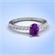 4 - Aurin 7x5 mm Oval Amethyst and Round Diamond Engagement Ring 
