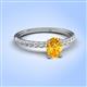 4 - Aurin 7x5 mm Oval Citrine and Round Diamond Engagement Ring 