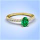 4 - Aurin 7x5 mm Oval Emerald and Round Diamond Engagement Ring 