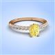 4 - Aurin 7x5 mm Oval Yellow Sapphire and Round Diamond Engagement Ring 